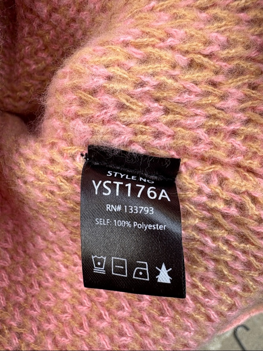 NWT POL Open Front Belted Sweater Pink Tan Size Small - Picture 9 of 9